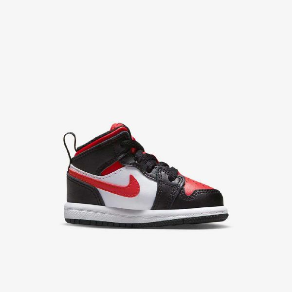 Nike Air Jordan 1 Mid Tops Kengät Lapsille Musta Valkoinen Punainen