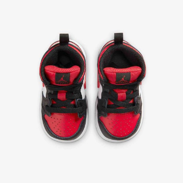 Nike Air Jordan 1 Mid Tops Kengät Lapsille Musta Valkoinen Punainen