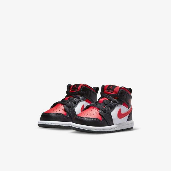 Nike Air Jordan 1 Mid Tops Kengät Lapsille Musta Valkoinen Punainen