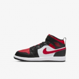 Nike Air Jordan 1 Mid Tops Kengät Lapsille Musta Valkoinen Punainen