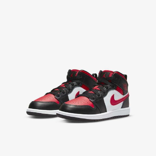 Nike Air Jordan 1 Mid Tops Kengät Lapsille Musta Valkoinen Punainen