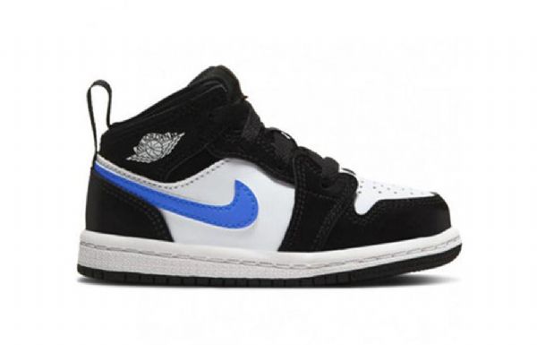 Nike Air Jordan 1 Mid Tops Kengät Lapsille Sininen Musta Valkoinen