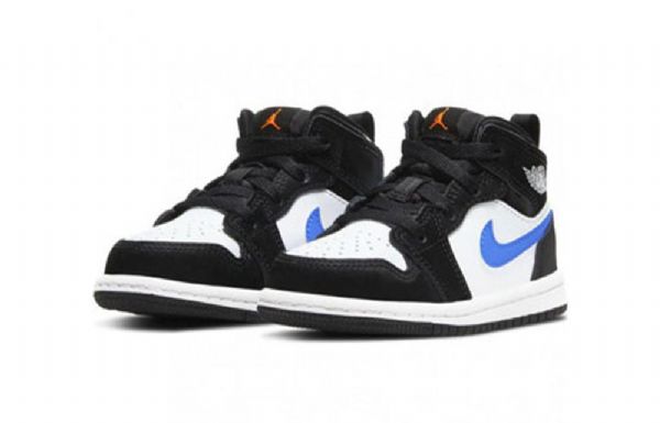 Nike Air Jordan 1 Mid Tops Kengät Lapsille Sininen Musta Valkoinen