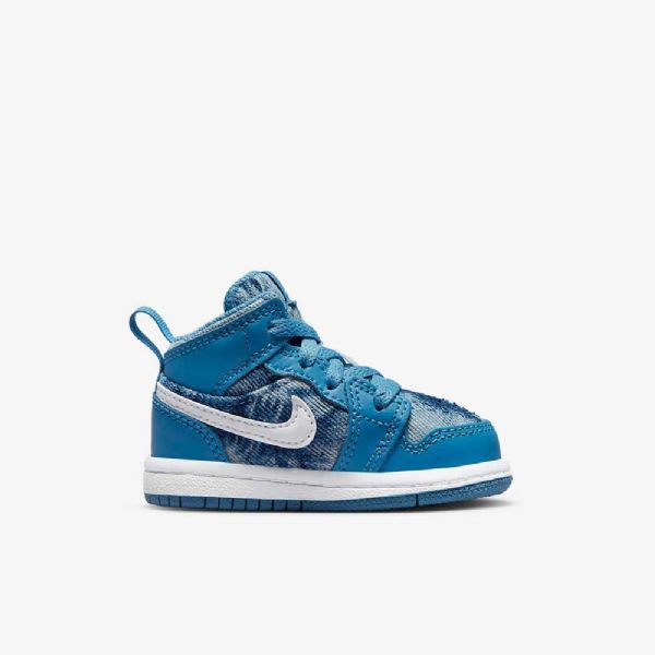 Nike Air Jordan 1 Mid Tops Kengät Lapsille Sininen Valkoinen