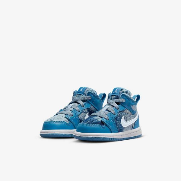 Nike Air Jordan 1 Mid Tops Kengät Lapsille Sininen Valkoinen