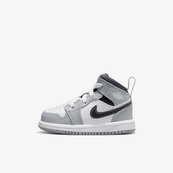 Nike Air Jordan 1 Mid Tops Kengät Lapsille Vaaleanharmaa Valkoinen