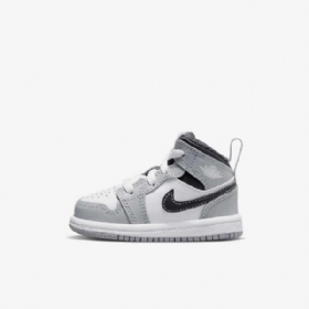 Nike Air Jordan 1 Mid Tops Kengät Lapsille Vaaleanharmaa Valkoinen