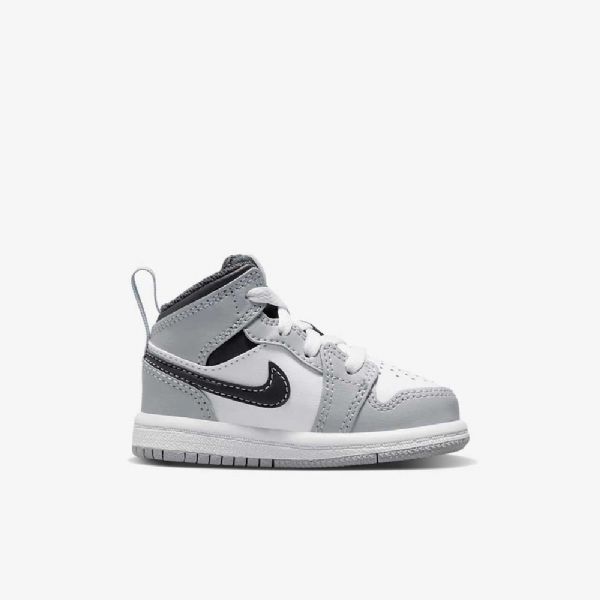 Nike Air Jordan 1 Mid Tops Kengät Lapsille Vaaleanharmaa Valkoinen