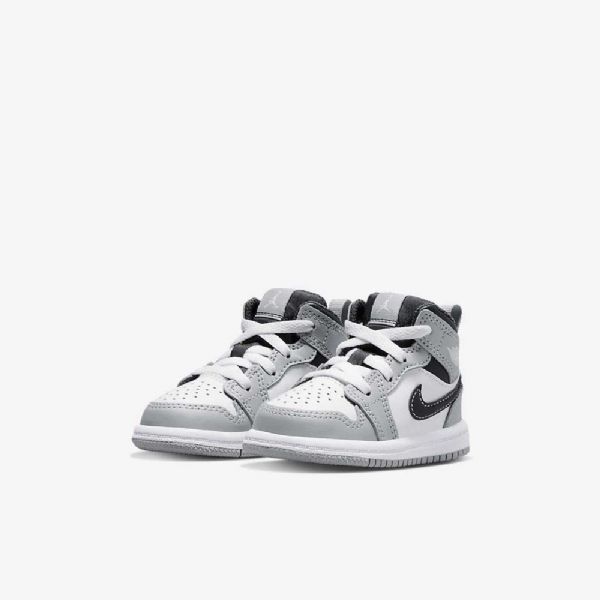 Nike Air Jordan 1 Mid Tops Kengät Lapsille Vaaleanharmaa Valkoinen