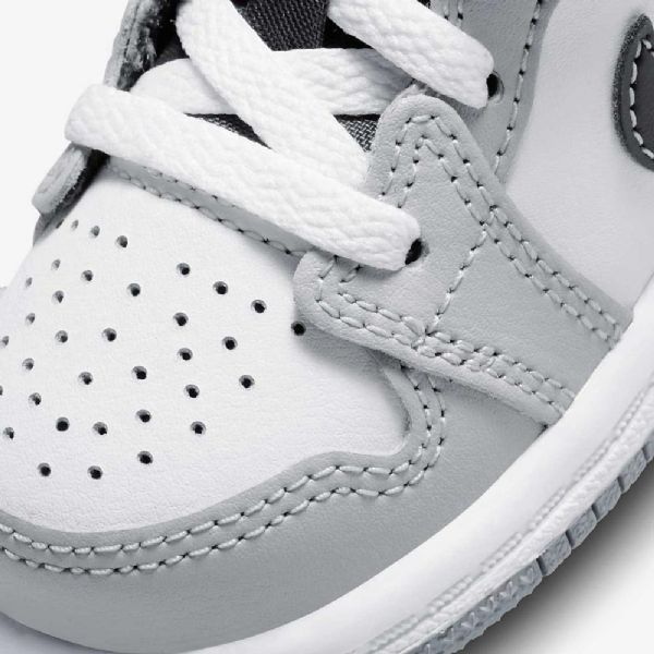 Nike Air Jordan 1 Mid Tops Kengät Lapsille Vaaleanharmaa Valkoinen