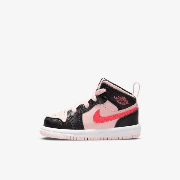 Nike Air Jordan 1 Mid Tops Kengät Lapsille Vaaleanpunainen Musta