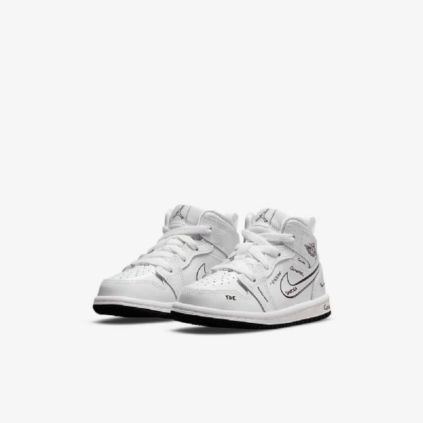 Nike Air Jordan 1 Mid Tops Kengät Lapsille Valkoinen Musta