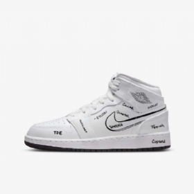 Nike Air Jordan 1 Mid Tops Kengät Lapsille Valkoinen Musta