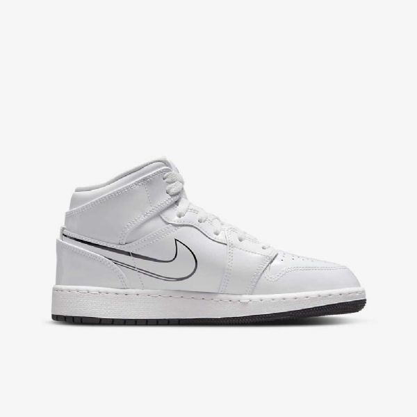 Nike Air Jordan 1 Mid Tops Kengät Lapsille Valkoinen Musta