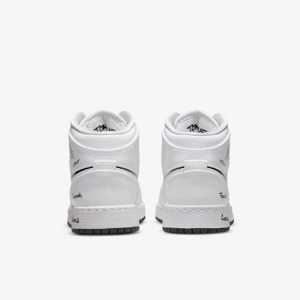 Nike Air Jordan 1 Mid Tops Kengät Lapsille Valkoinen Musta