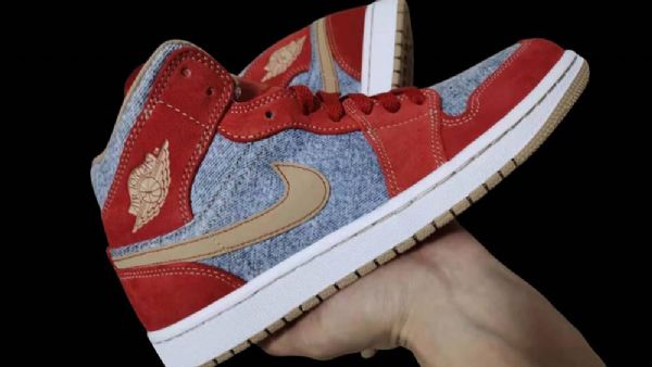 Nike Air Jordan 1 Mid Tops Kengät Miehille Harmaa Punainen