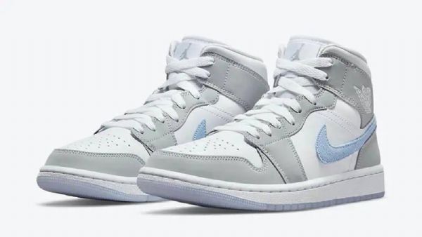 Nike Air Jordan 1 Mid Tops Kengät Miehille Harmaa Sininen