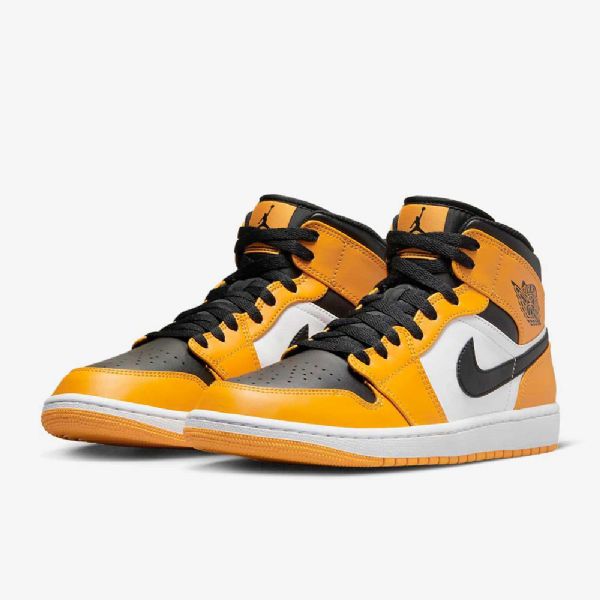 Nike Air Jordan 1 Mid Tops Kengät Miehille Keltainen Valkoinen Musta