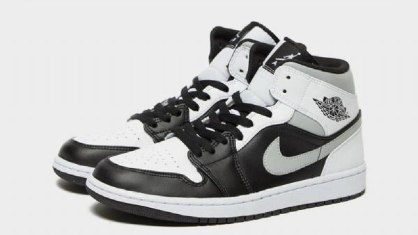 Nike Air Jordan 1 Mid Tops Kengät Miehille Musta Harmaa