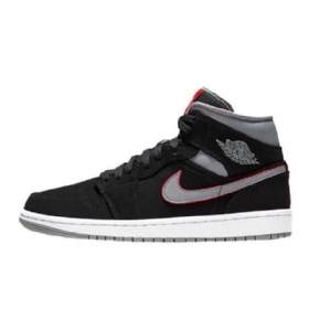 Nike Air Jordan 1 Mid Tops Kengät Miehille Musta Harmaa Punainen
