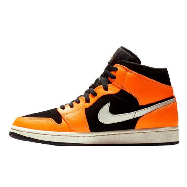 Nike Air Jordan 1 Mid Tops Kengät Miehille Musta Oranssi