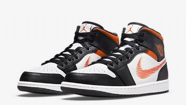 Nike Air Jordan 1 Mid Tops Kengät Miehille Musta Oranssi