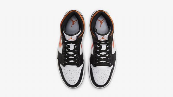 Nike Air Jordan 1 Mid Tops Kengät Miehille Musta Oranssi