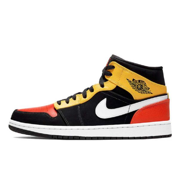 Nike Air Jordan 1 Mid Tops Kengät Miehille Musta Oranssi