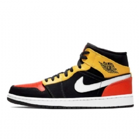 Nike Air Jordan 1 Mid Tops Kengät Miehille Musta Oranssi