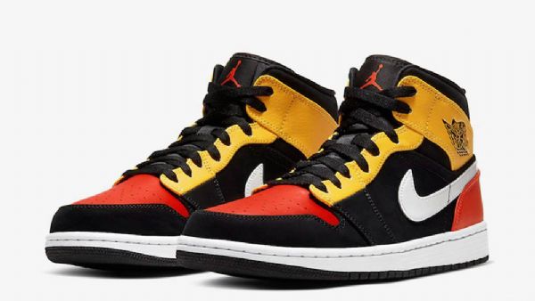 Nike Air Jordan 1 Mid Tops Kengät Miehille Musta Oranssi