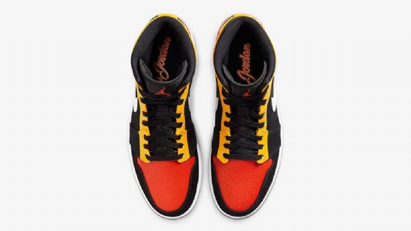 Nike Air Jordan 1 Mid Tops Kengät Miehille Musta Oranssi