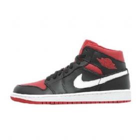 Nike Air Jordan 1 Mid Tops Kengät Miehille Musta Punainen