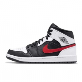 Nike Air Jordan 1 Mid Tops Kengät Miehille Musta Punainen Valkoinen