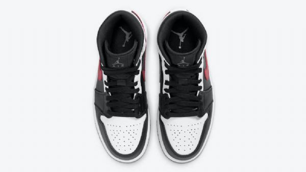 Nike Air Jordan 1 Mid Tops Kengät Miehille Musta Punainen Valkoinen