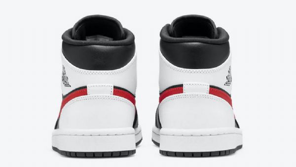 Nike Air Jordan 1 Mid Tops Kengät Miehille Musta Punainen Valkoinen