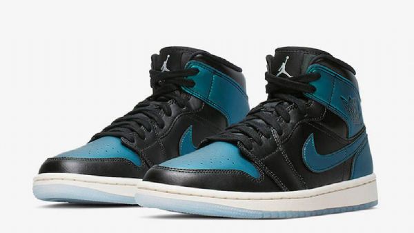 Nike Air Jordan 1 Mid Tops Kengät Miehille Musta Turkoosi