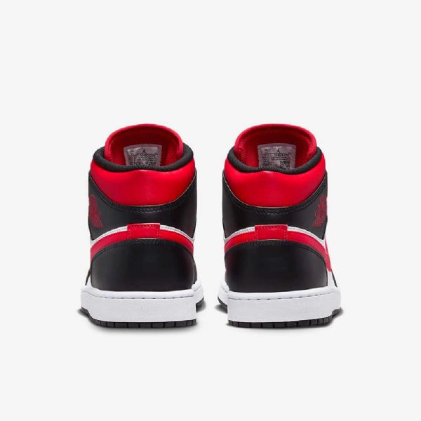 Nike Air Jordan 1 Mid Tops Kengät Miehille Musta Valkoinen Punainen