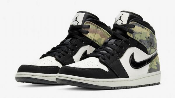 Nike Air Jordan 1 Mid Tops Kengät Miehille Naamiointivihreä