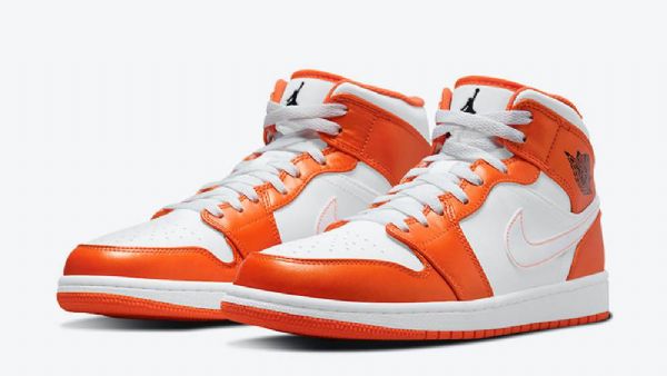 Nike Air Jordan 1 Mid Tops Kengät Miehille Oranssi Valkoinen