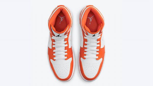 Nike Air Jordan 1 Mid Tops Kengät Miehille Oranssi Valkoinen