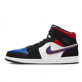 Nike Air Jordan 1 Mid Tops Kengät Miehille Purppura Valkoinen Punainen