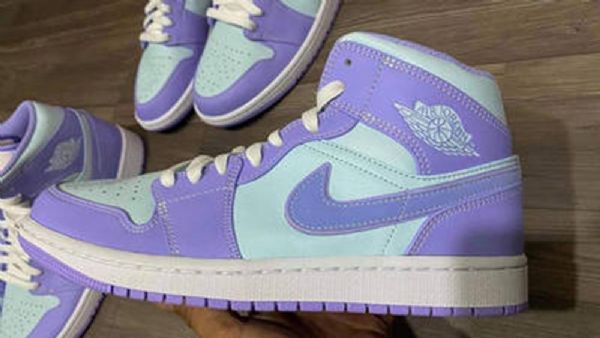 Nike Air Jordan 1 Mid Tops Kengät Miehille Sininen Violetti
