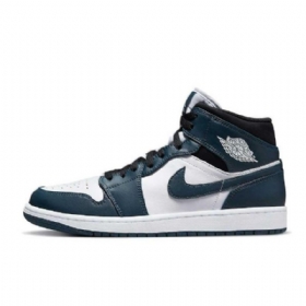 Nike Air Jordan 1 Mid Tops Kengät Miehille Tumman Laivastonvalkoinen