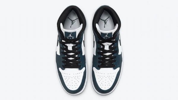 Nike Air Jordan 1 Mid Tops Kengät Miehille Tumman Laivastonvalkoinen