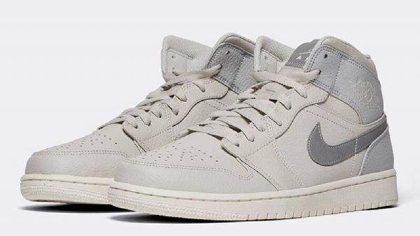 Nike Air Jordan 1 Mid Tops Kengät Miehille Vaaleanharmaa