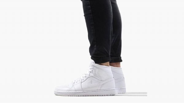 Nike Air Jordan 1 Mid Tops Kengät Miehille Valkoinen
