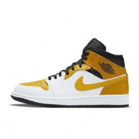 Nike Air Jordan 1 Mid Tops Kengät Miehille Valkoinen Kulta