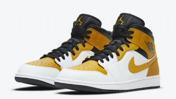 Nike Air Jordan 1 Mid Tops Kengät Miehille Valkoinen Kulta