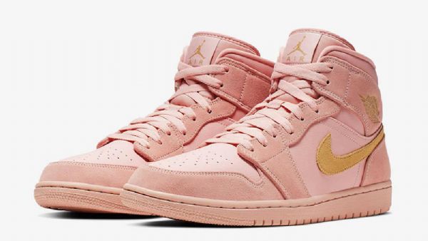 Nike Air Jordan 1 Mid Tops Kengät Naisille Coral Kulta