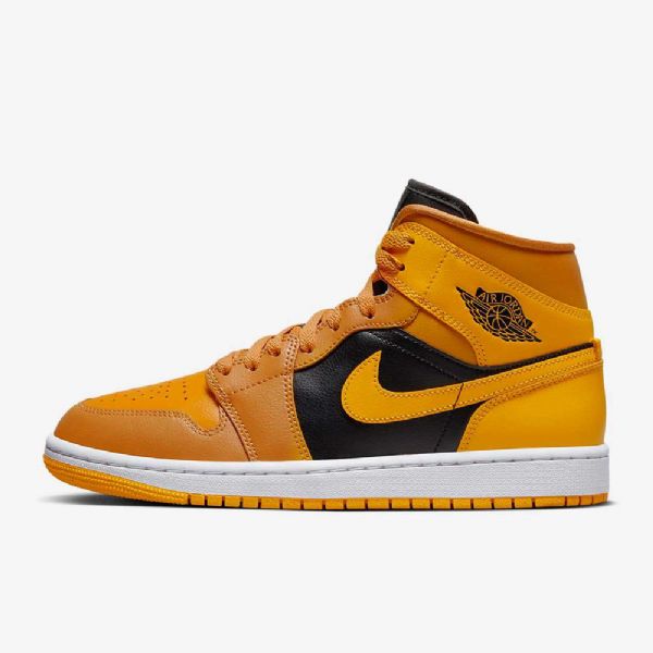 Nike Air Jordan 1 Mid Tops Kengät Naisille Keltainen Musta